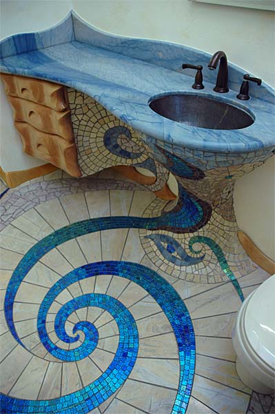 Thiết kế phòng tắm Mosaic độc đáo. - Phòng tắm - Đá lát - Xây dựng