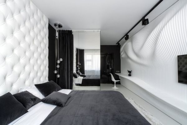 Phòng ngủ hiện đại với tông trắng đen và tường lượn sóng - Trang trí - Ý tưởng - Nội thất - Thiết kế đẹp - Phòng ngủ - Geometrix Design