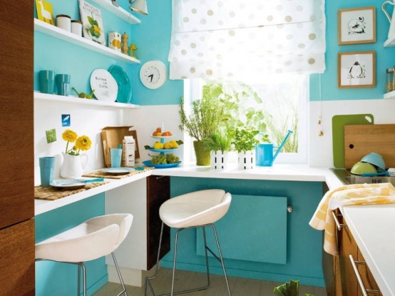 ห้องครัวสีเขียว Turquoise สดใส สไตล์โมเดิร์นเพื่อบ้านพื้นที่น้อย - ครัวสีเขียวTurquoise - ห้องครัวห้องเล็ก - แต่งครัวสีสดใส - ห้องครัวพื้นที่น้อย - ครัวสีฟ้า - แต่งครัวสีเขียว - สีเขียว Turquoise