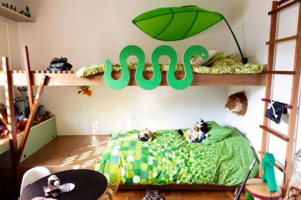 Phòng ngủ cho bé dịu mát với gam màu xanh lá