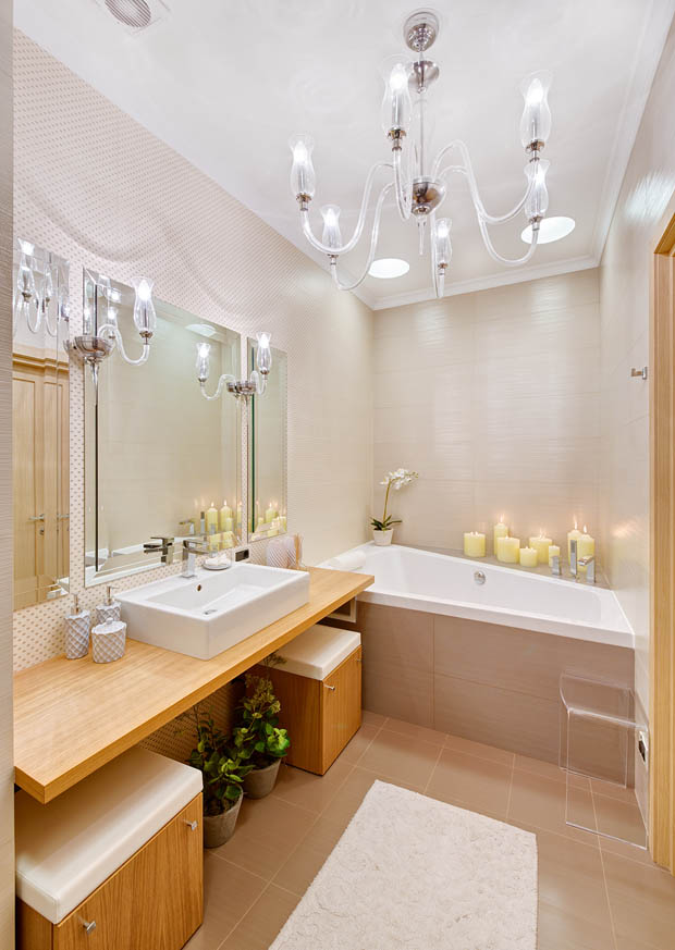 ตกแต่งห้องน้ำ ด้วยเคาน์เตอร์ไม้ ดูอ่อนโยน แสนผ่อนคลาย - ห้องน้ำ - การออกแบบ - เคาน์เตอร์ไม้ - แบบห้องน้ำ - อ่างอาบน้ำแบบฝัง