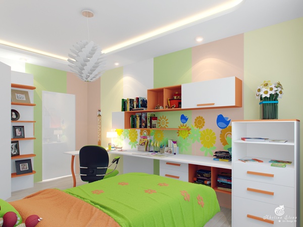 น่ารัก!! ห้องนอนเด็กสีเขียว-ส้ม ที่ผู้ใหญ่เห็นแล้วต้องอิจฉา!! - ห้องเด็ก - ห้องวัยรุ่น - แบบห้องนอนเด็ก - ห้องเด็กแสนน่ารัก - ห้องเด็กสีเขียวส้ม - แต่งห้องเด็ก