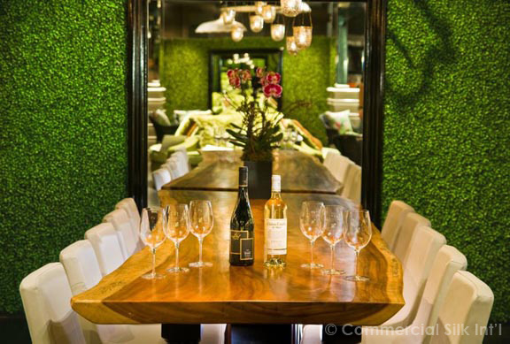 Silk Boxwood Panels In Underground Lounge - Underground Lounge - Interior Design