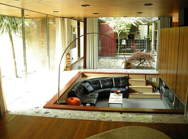 Dozen of Modern Sunken Living Room Designs for Relaxing Feels - Sunken Living Rooms - Design - Decoration - Tips - Ideas - Outdoor - Living Room