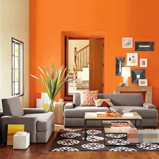สวยโดดเด่น! แบบห้องนั่งเล่นสวยแจ่ม เฉดโทนสีส้มสดใส!