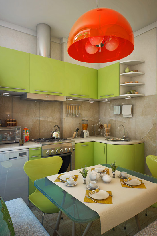 สดชื่นกระปรี้กระเปร่า กับแบบห้องครัวเล็ก ๆ โทนสีเขียว - เฟอร์นิเจอร์ - ตกแต่ง - ของแต่งบ้าน - ห้องครัว - ห้องทานอาหาร - โต๊ะกินข้าว - ครัวสีเขียว
