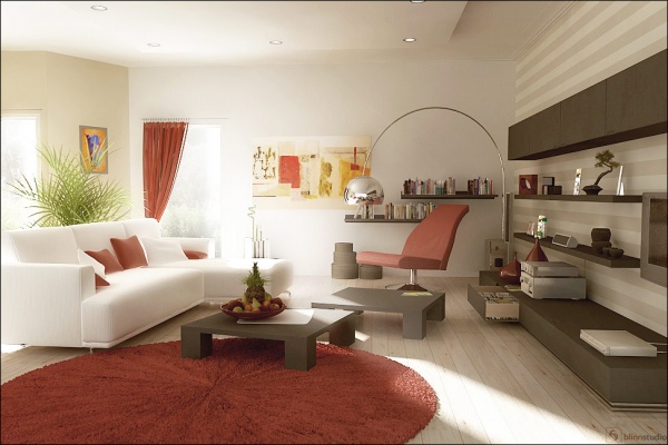 Living Rooms with Red and White for Christmas - Decoration