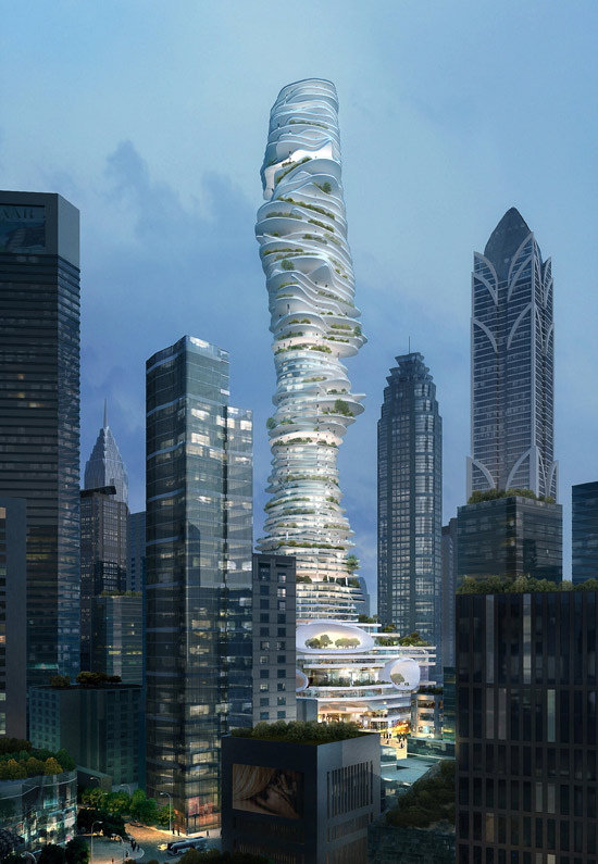 Unusual Sky Scraper with Gardens, China - Design