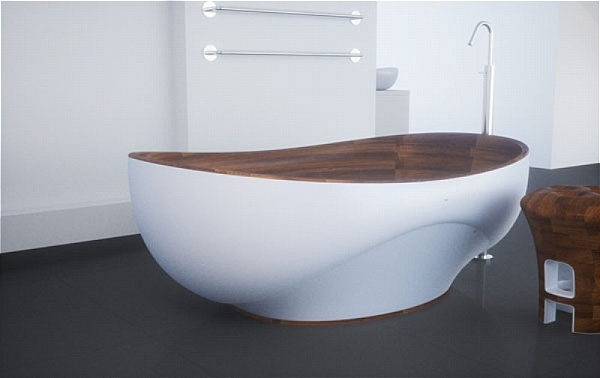 Phòng tắm với các vật dụng từ gỗ - Gỗ
