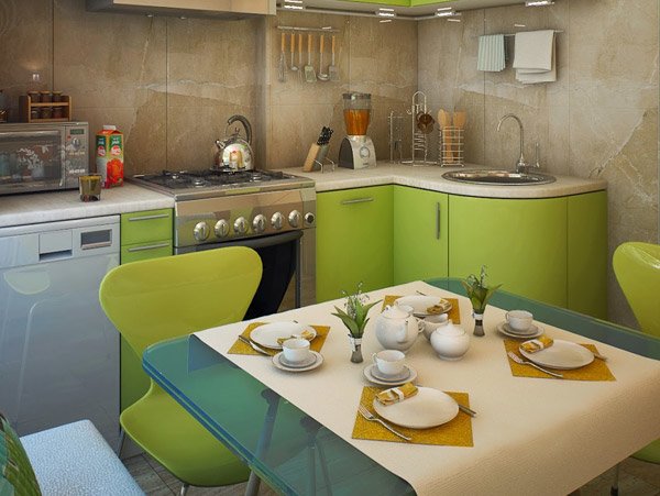 สดชื่นกระปรี้กระเปร่า กับแบบห้องครัวเล็ก ๆ โทนสีเขียว