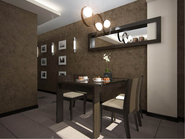 ห้องครัวสีน้ำตาล ออกแบบ 3D สวยมีมิติ ชัดเจน! - เฟอร์นิเจอร์ - ห้องทานอาหาร - ห้องครัว - แต่งครัว 3D - ห้องครัวสีน้ำตาล