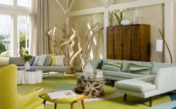 Áp dụng phong cách Mid-century Modern vào trong phòng khách