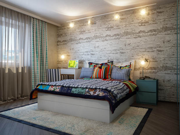 แบบห้องนอนสไตล์ Loft น่ารัก สดใส ผ่อนคลายสบายๆ - ห้องนอน - แบบห้องนอนน่ารัก - ห้องนอนสไตล์ Loft - แต่งห้องนอนผ่อนคลาย - แต่งผนังคอนกรีต