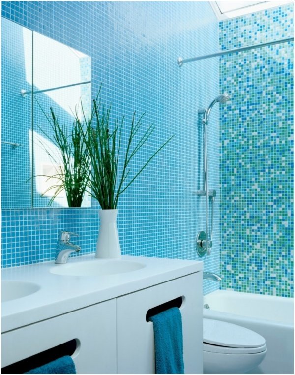 Những phòng tắm mang sắc xanh mát rượi