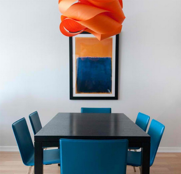 Phòng ăn mang hai màu cam và xanh blue - Thiết kế - Phòng ăn