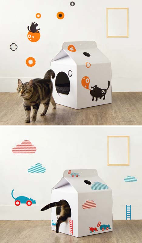 A House for Kitty from Pop-Up Milk Carton - Cat house