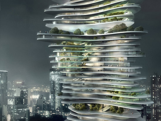 Unusual Sky Scraper with Gardens, China - Design