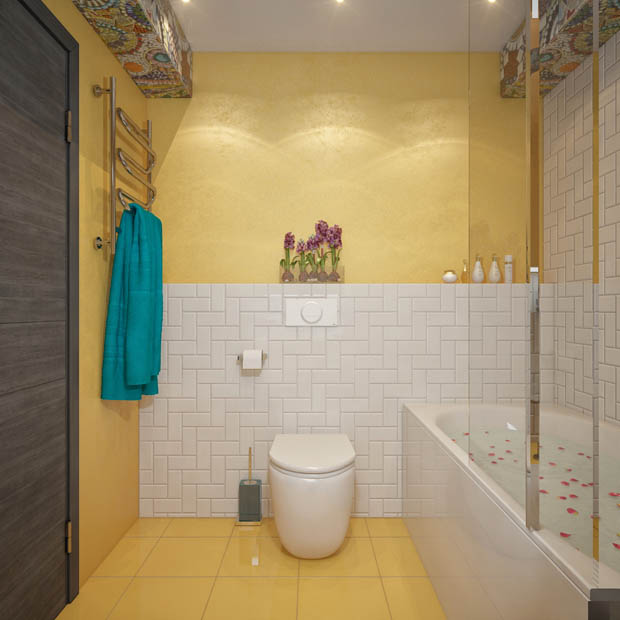แบบห้องน้ำสีเหลือง แต่งสดใส สวยแจ่ม เย็นฉ่ำ!! - แบบห้องน้ำ - ห้องน้ำสีเหลือง - แต่งห้องน้ำสีสดใส - กระเบื้องห้องน้ำสวย - ไอเดียแต่งห้องน้ำ - อ่างอาบน้ำ