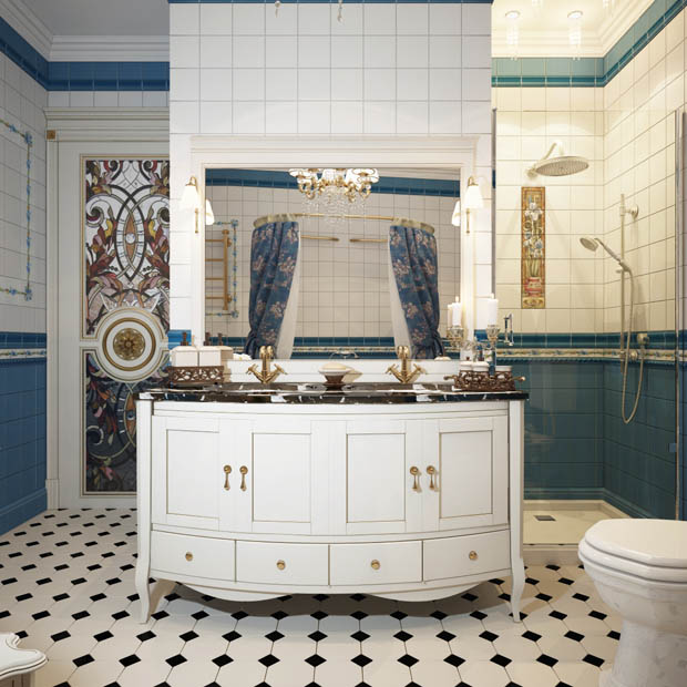 แบบห้องน้ำ โทนฟ้า-ขาว สุดแสนงดงามเกินจะบรรยาย - ตกแต่งบ้าน - ของแต่งบ้าน - เฟอร์นิเจอร์ - ออกแบบ - ห้องน้ำ - แบบห้องน้ำสีฟ้าขาว