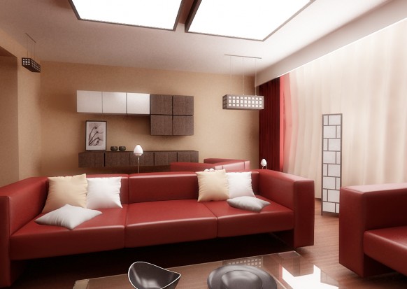 Living Rooms with Red and White for Christmas - Decoration