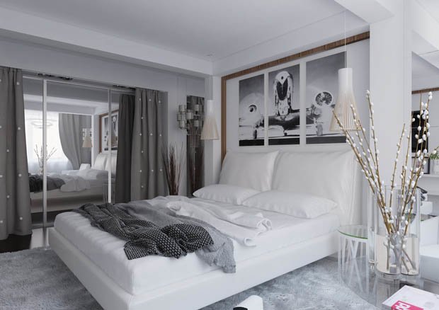 แต่งห้องนอนด้วยสีขาว ดูสะอาดตา ช่วยให้ห้องดูกว้างขึ้น