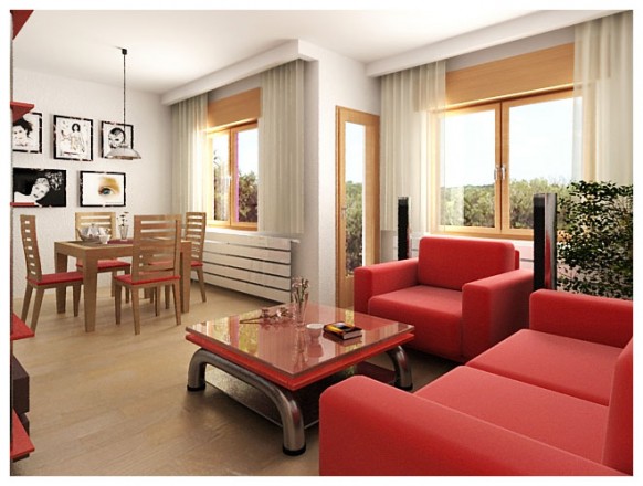 Living Rooms with Red and White for Christmas - Decoration