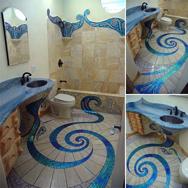 Thiết kế phòng tắm Mosaic độc đáo.