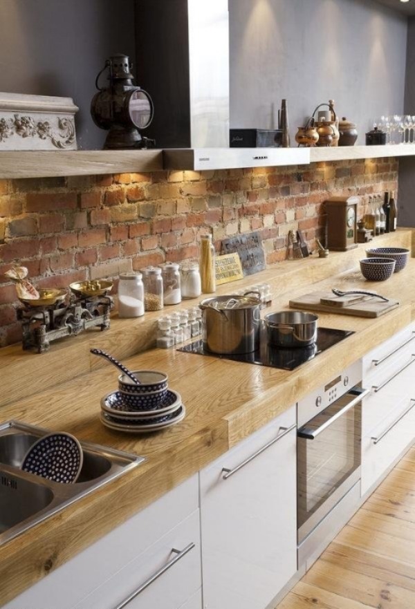 Nhà bếp đậm chất rustic với backsplash làm từ gạch - Trang trí - Ý tưởng - Thiết kế - Xu hướng - Nhà bếp - Backsplash